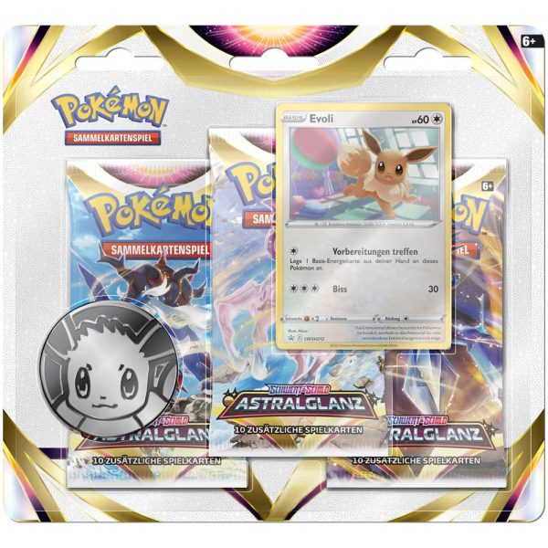 Pokemon TCG Schwert & Schild - Astralglanz 3er Pack Blister Evoli (DE) Rabatt